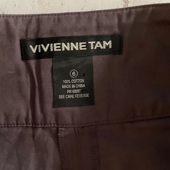 Vivienne Tam Vintage 90’s Embroidered Waist Gray Pants Size 6 - Picture 3 of 5